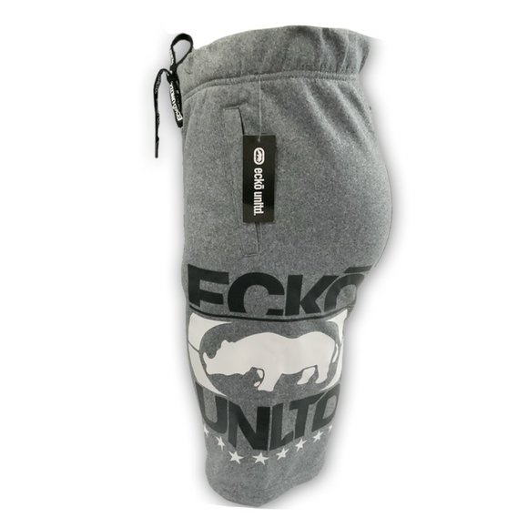 NWT ECKO UNLTD AUTHENTIC MEN'S LIGHT GRAY BLACK ADJUSTABLE PULL ON SHORTS - Picture 1 of 5